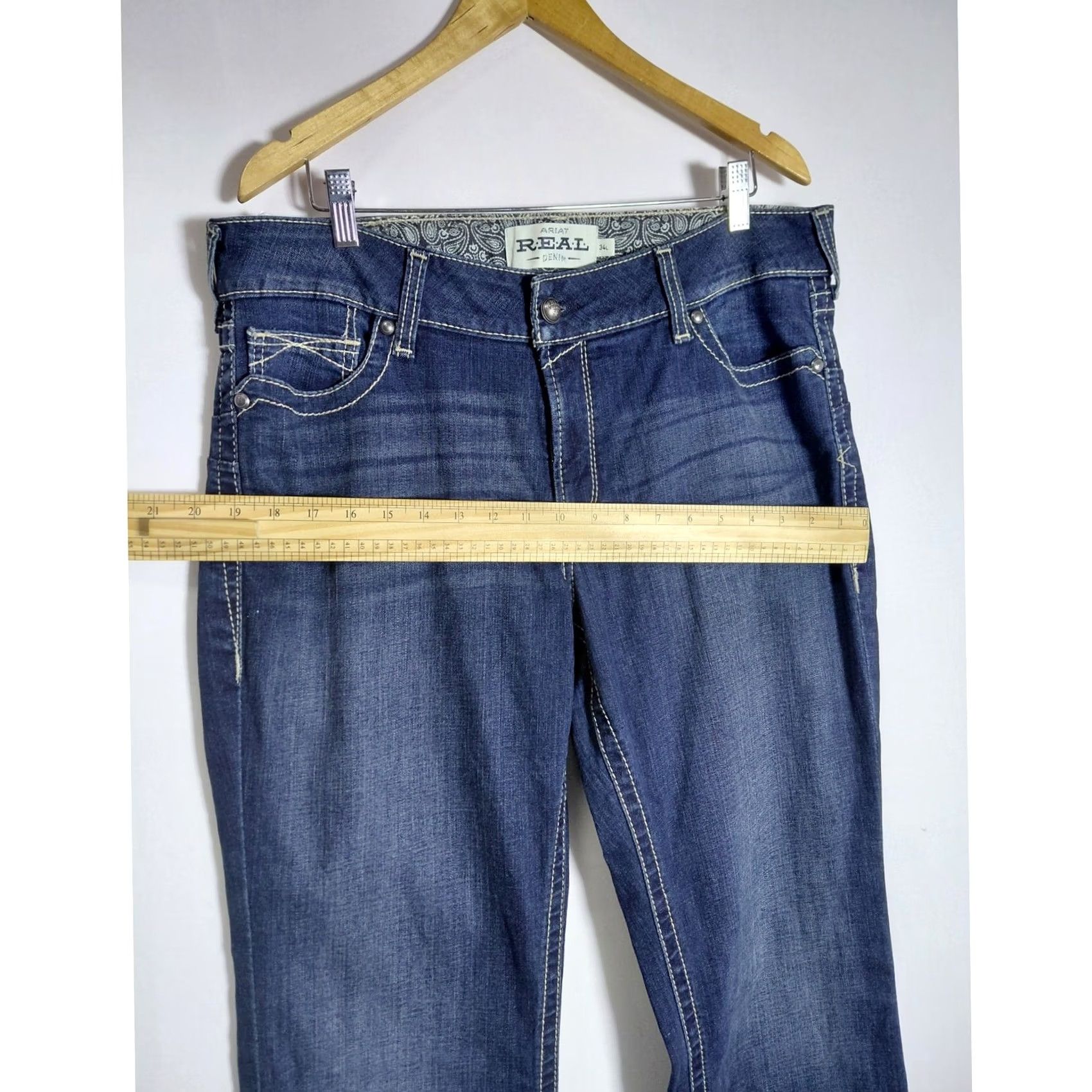 Ariat ARIAT REAL Denim Jeans Blue Solid Classic Men Size 34 Size US 34 / EU 50 - 7 Thumbnail