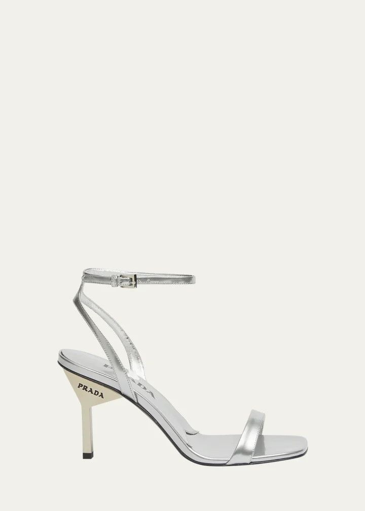 Prada os11x0126 Metallic Ankle-Strap Sandals in Silver Size US 8 / IT 38 - 1 Thumbnail