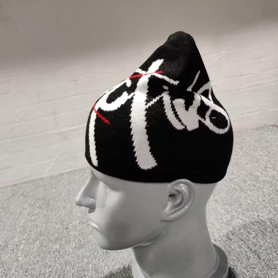 Japanese Brand Activate Spider Web Graphic No Cuff Knit Beanie Hat Black Size ONE SIZE - 3 Thumbnail