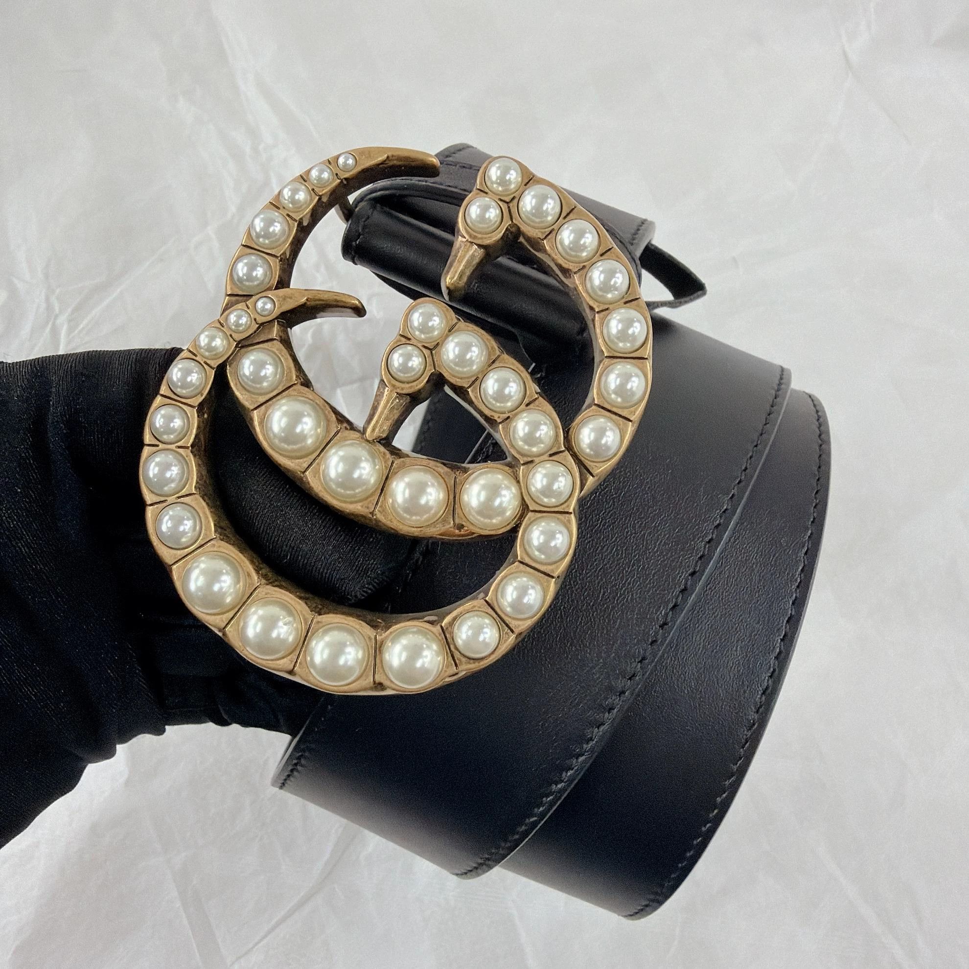 Gucci Gucci Double G Pearl Buckle Belt Size ONE SIZE - 2 Thumbnail