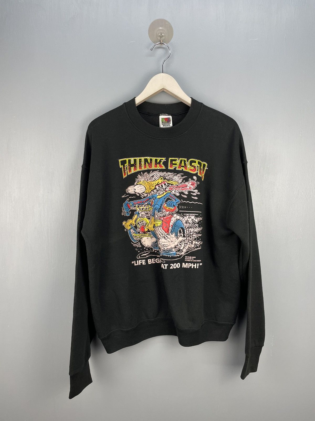 Vintage Vintage 90s Rat Fink Think Fast! Ed Roth design sweatshirt Size US L / EU 52-54 / 3 - 1 Thumbnail