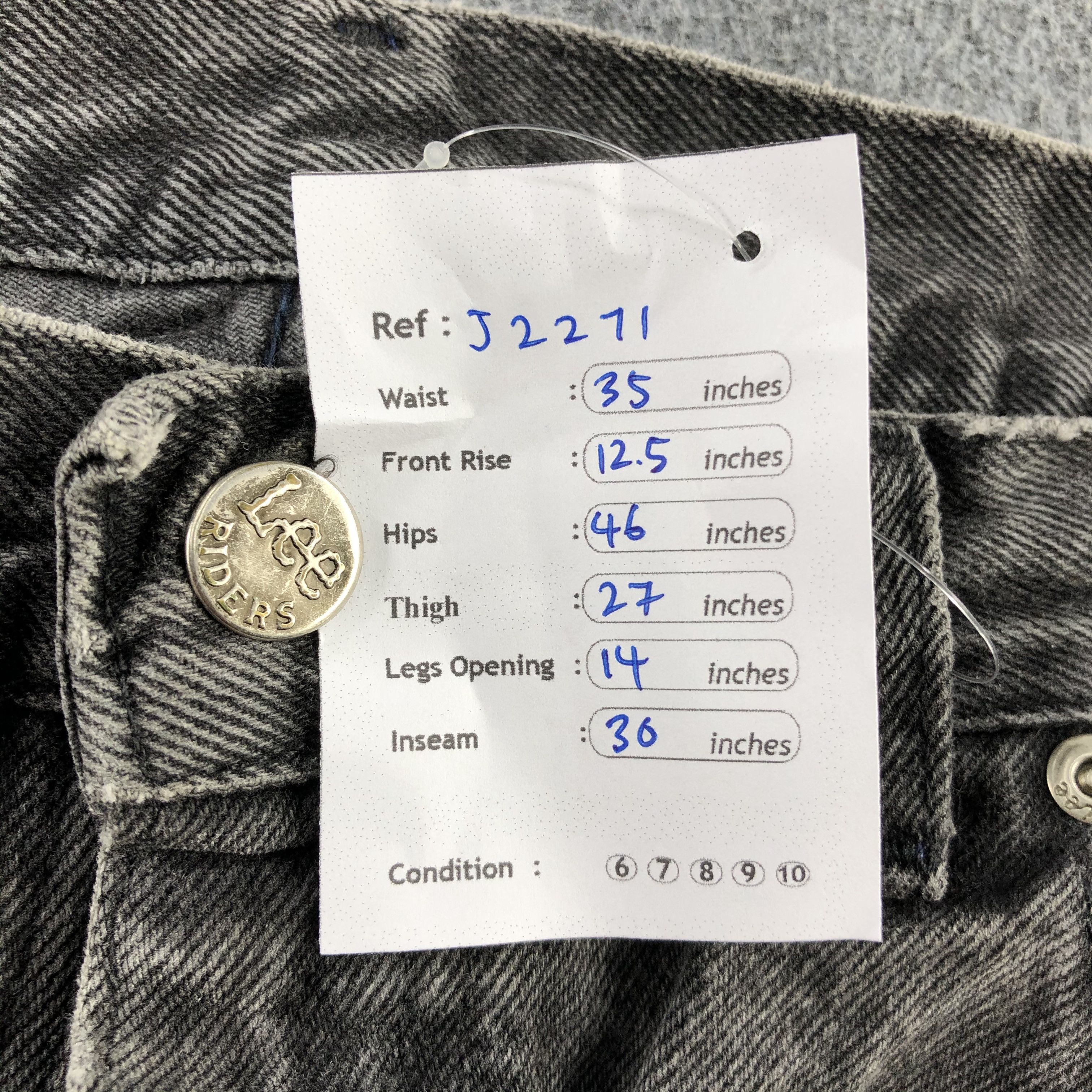 Lee Vintage Faded Blak Lee Jeans-J2271 Size US 35 - 19 Thumbnail