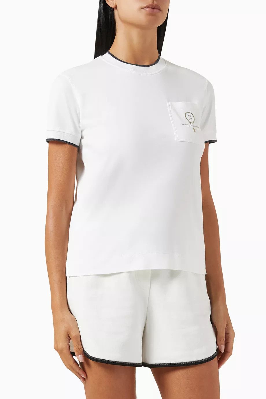 Brunello Cucinelli o1w1db10825 Blouse in White Size L / US 10 / IT 46 - 1 Thumbnail
