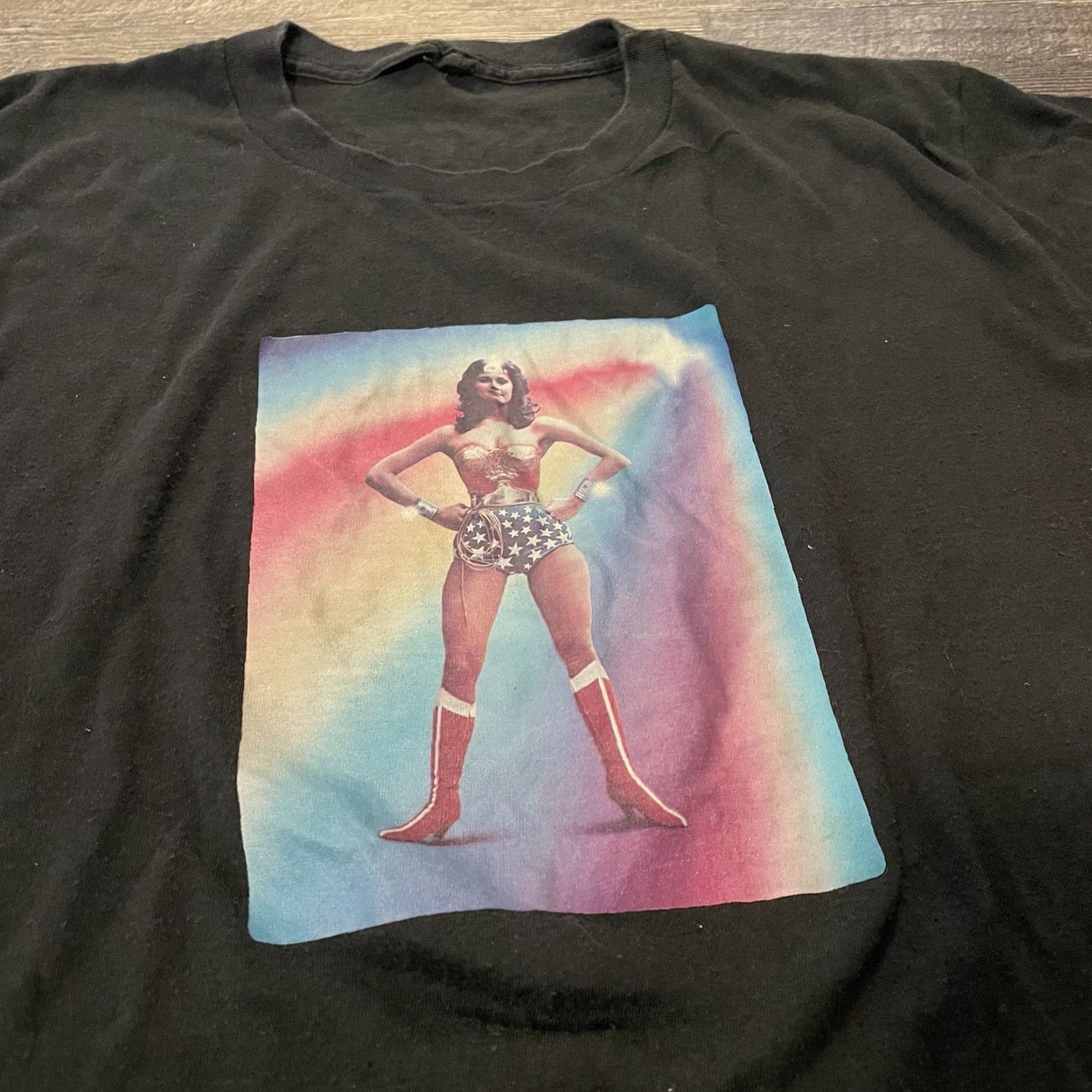 Vintage VINTAGE Wonder Woman Shirt Men’s 70s Single Stitch Iron On Graphic DC Comics Shirt Mens L Black Cotton Size US L / EU 52-54 / 3 - 2 Thumbnail