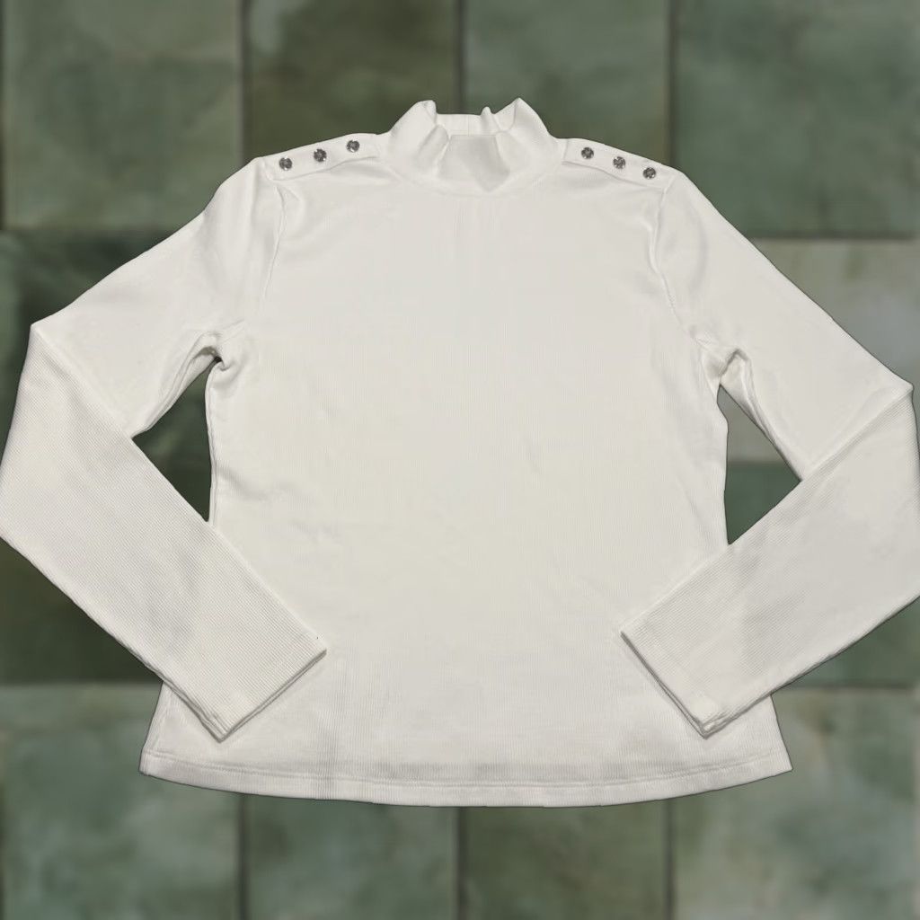 Veronica Beard VERONICA BEARD Nate Turtleneck Top White M Womens EUC Size M / US 6-8 / IT 42-44 - 1 Thumbnail