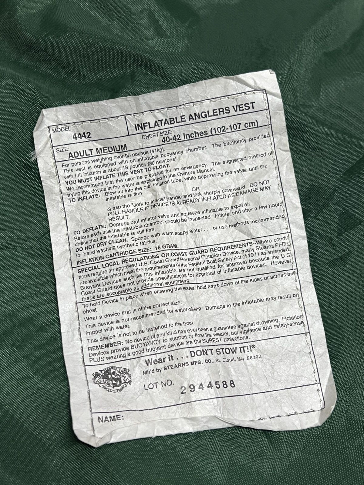 Other 🔥HOT DROPS🔥VINTAGE SURVIVOR VEST NYLON GREEN Size US M / EU 48-50 / 2 - 8 Thumbnail