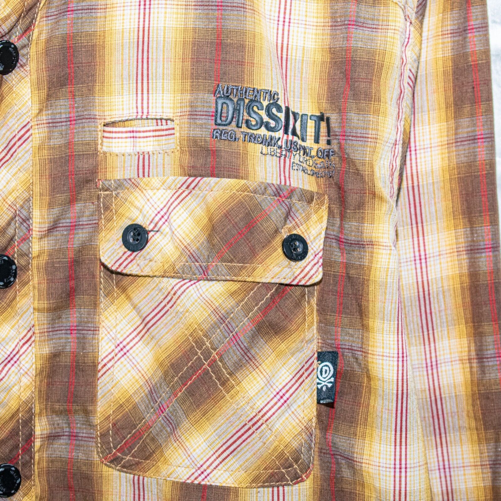 Dissizit DISSIZIT! Men's Large snap Button up Shirt in Brown Plaid Size US L / EU 52-54 / 3 - 6 Thumbnail