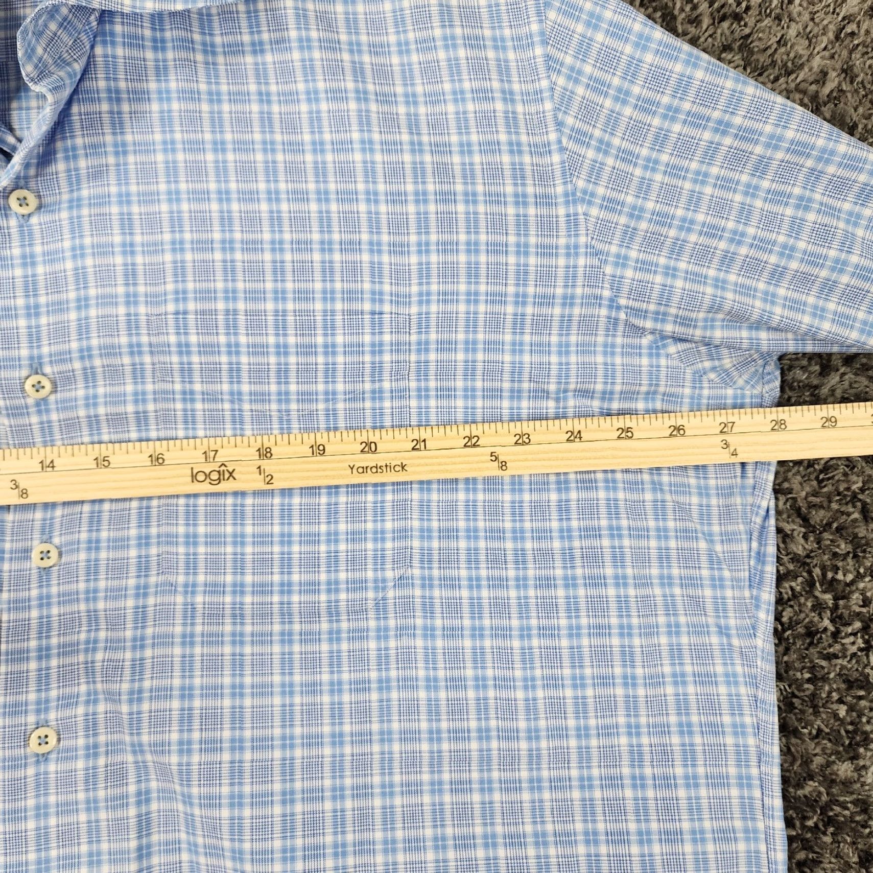 David Donahue David Donahue Dress Shirt Men 2XL Blue Plaid Long Sleeve Mens Size 48R - 5 Thumbnail
