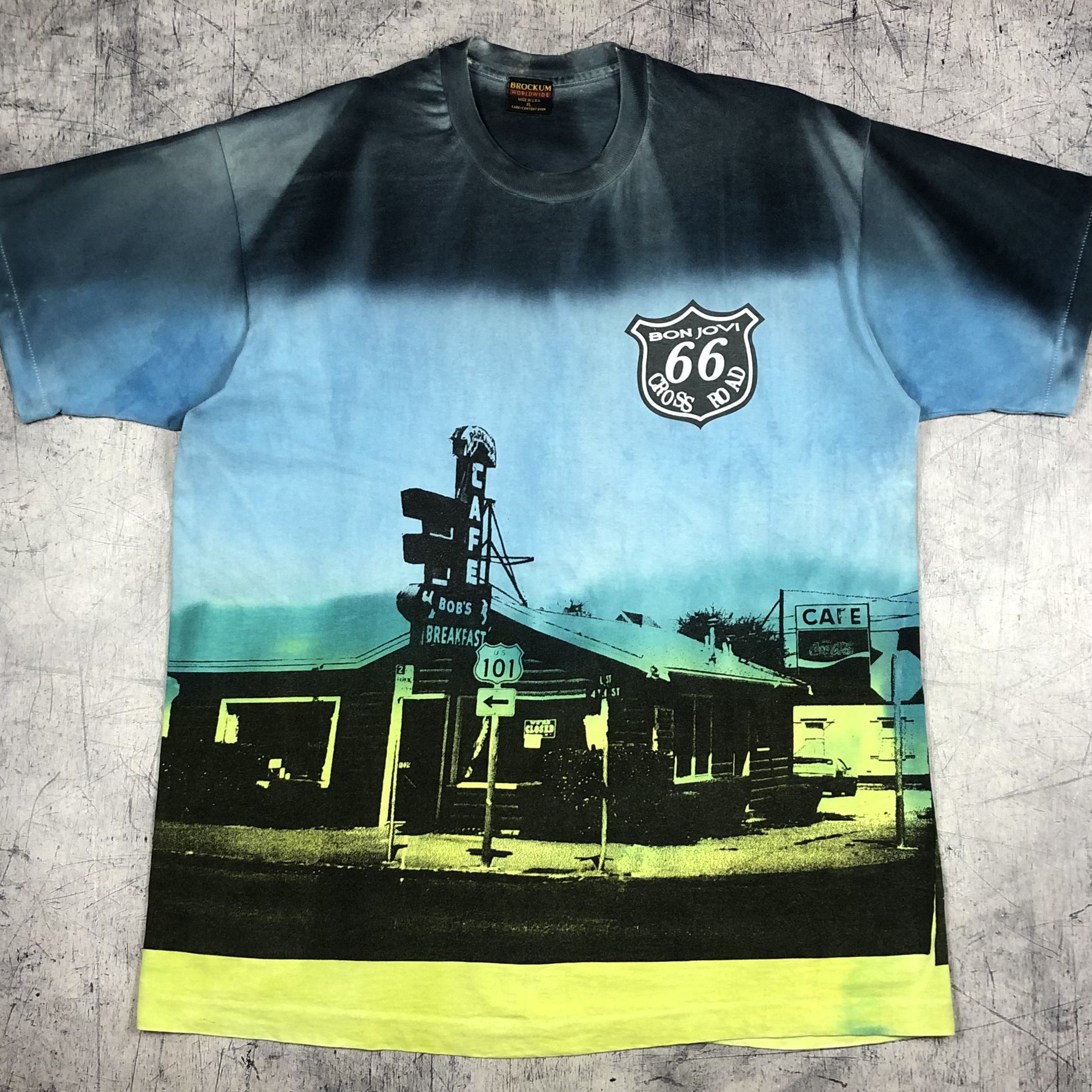 Band Tees 1994 Bon Jovi AOP Cross Road 66 Tee Size US XL / EU 56 / 4 - 1 Thumbnail