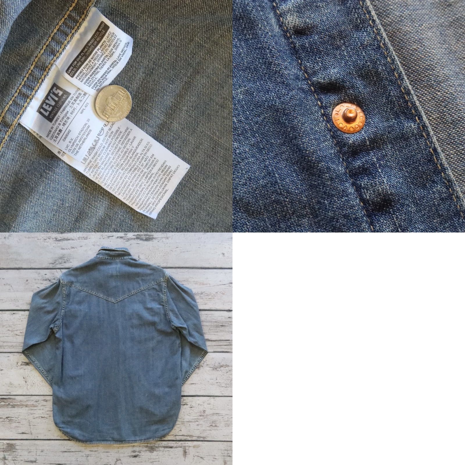Levi's VINTAGE Levi's Collection Shorthorn Western Wear Sanforized Denim Shirt LVC Shirt Men S Blue Chambray Button-Up Long Sleeve Size US S / EU 44-46 / 1 - 9 Thumbnail