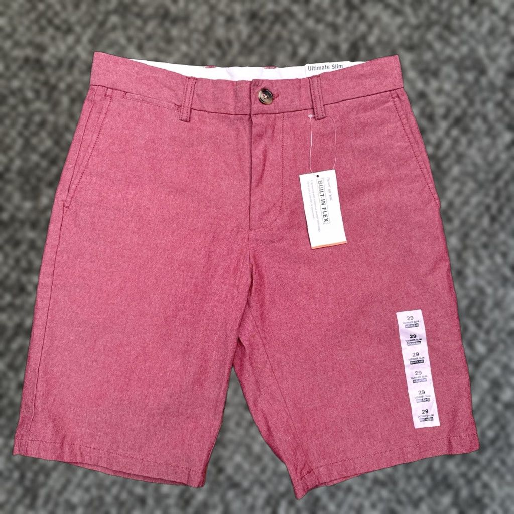 Old Navy Old Navy Slim Shorts Mens 29 Red Chambray Mid Rise Stretch New Size US 29 - 1 Thumbnail