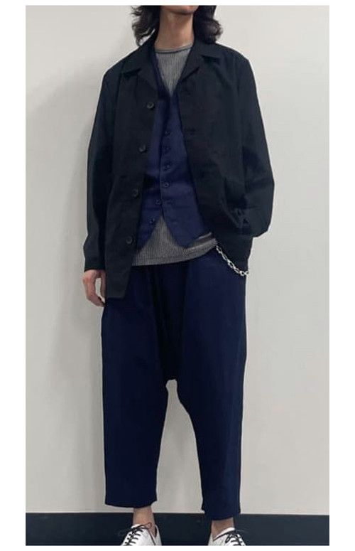 Yohji Yamamoto Indigo Dye Drop Crotch Cropped Trouser | JP3 (fit 28-34) Size US 32 / EU 48 - 6 Thumbnail