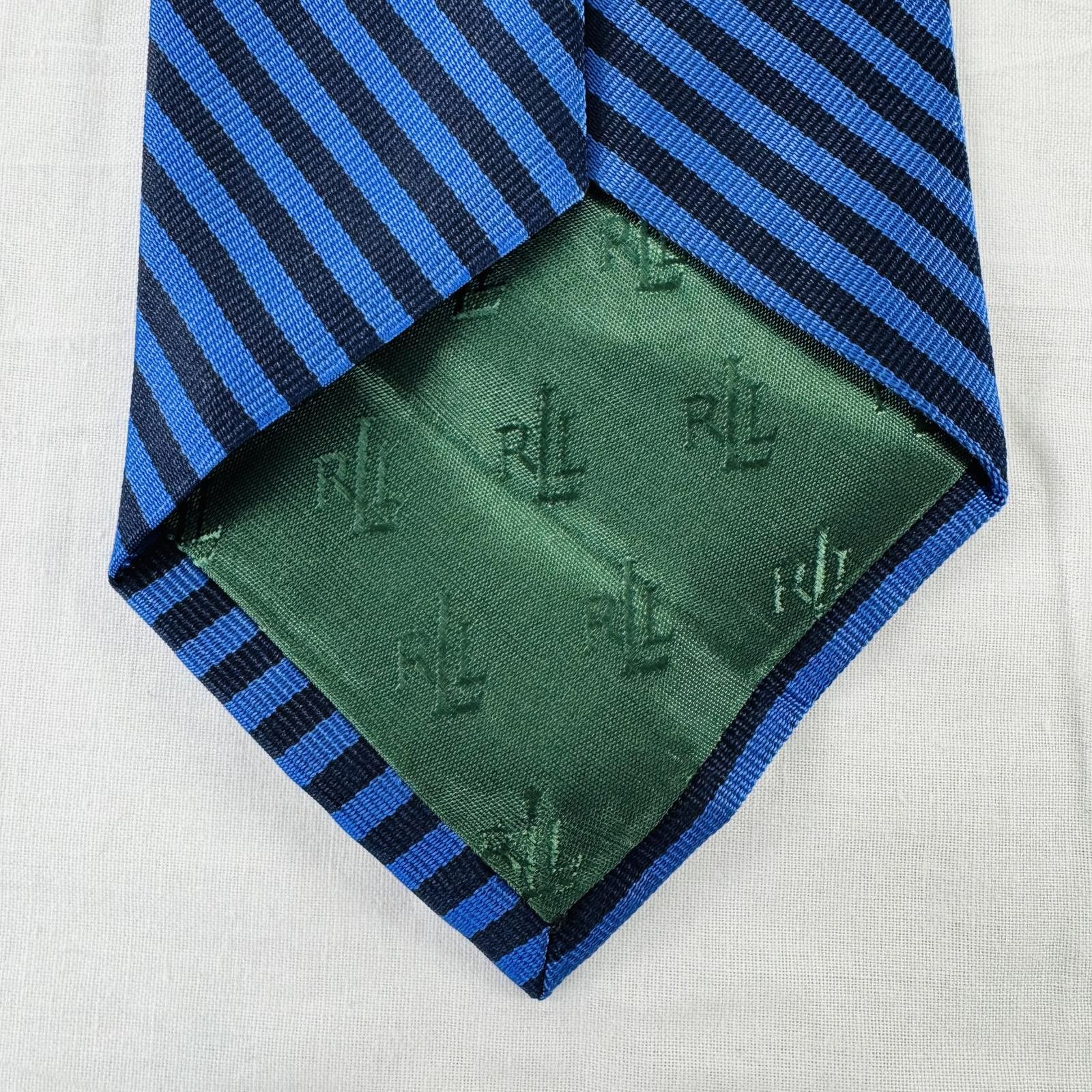 Polo Ralph Lauren Ralph Lauren Tie Blue & Black Stripe made in USA LRL 55” Size ONE SIZE - 6 Thumbnail