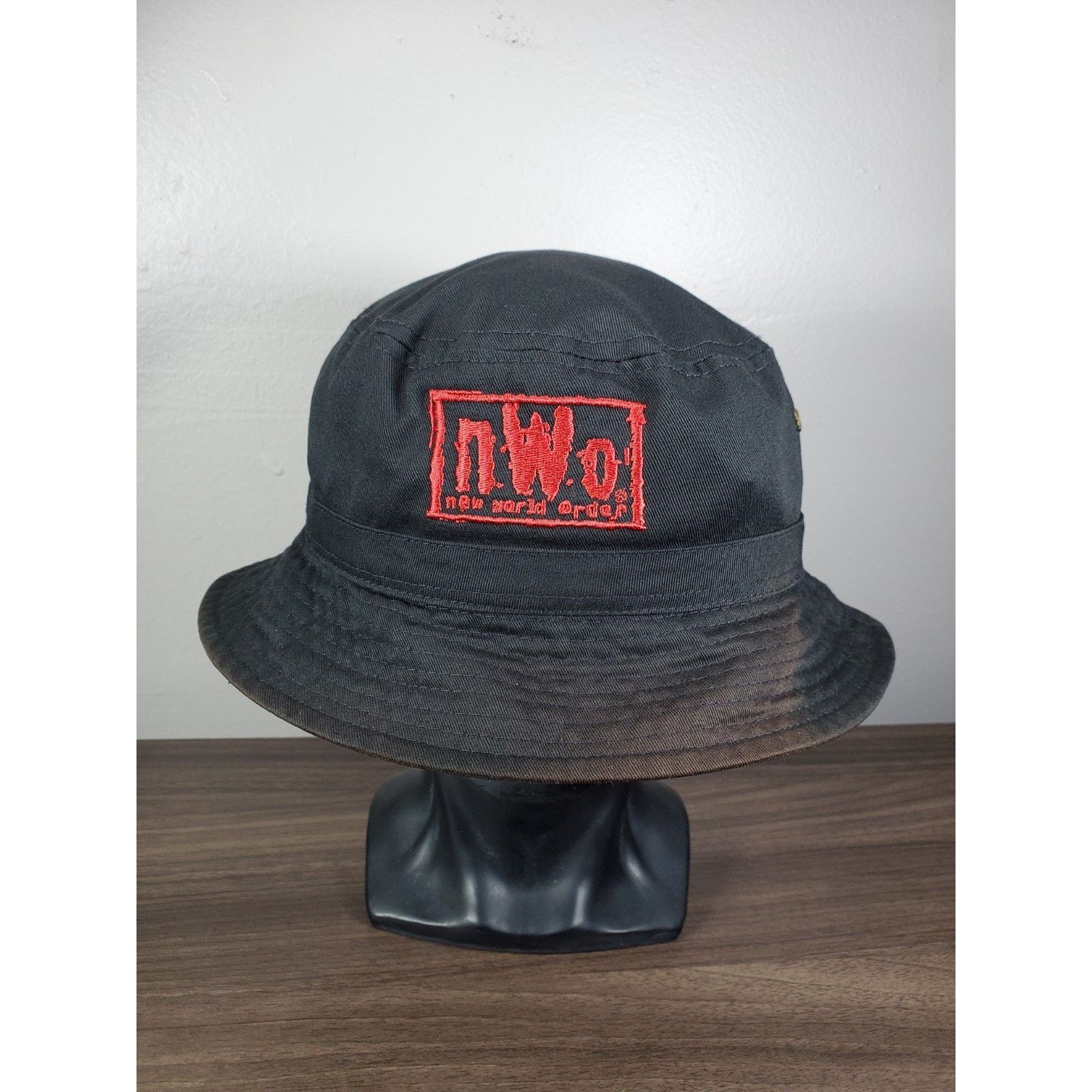 Vintage × WWE × WWF NWO New World Order Cap Bucket Hat Fitted Large WCW WWE WWF Size 40 - 2 Thumbnail