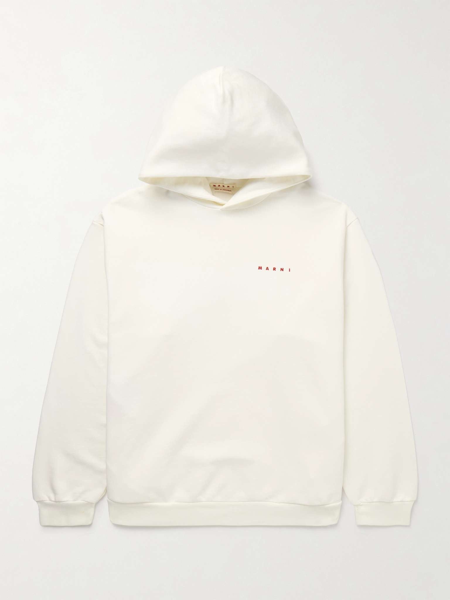 Marni o1w1db11025 Embroidered Cotton-Jersey Hoodie in White Size US L / EU 52-54 / 3 - 1 Thumbnail