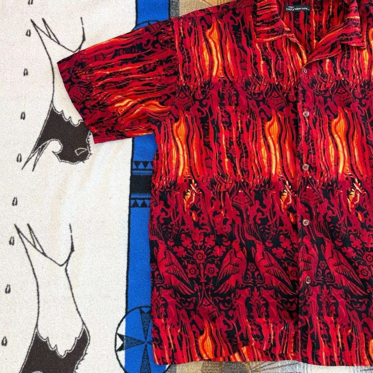 Vintage VINTAGE No Boundaries Button-Up Shirt XL Men Red Graphic Print Short Sleeve Collared Y2K Grunge Cyber Gothic Skate 90s Theme Size US XL / EU 56 / 4 - 6 Thumbnail