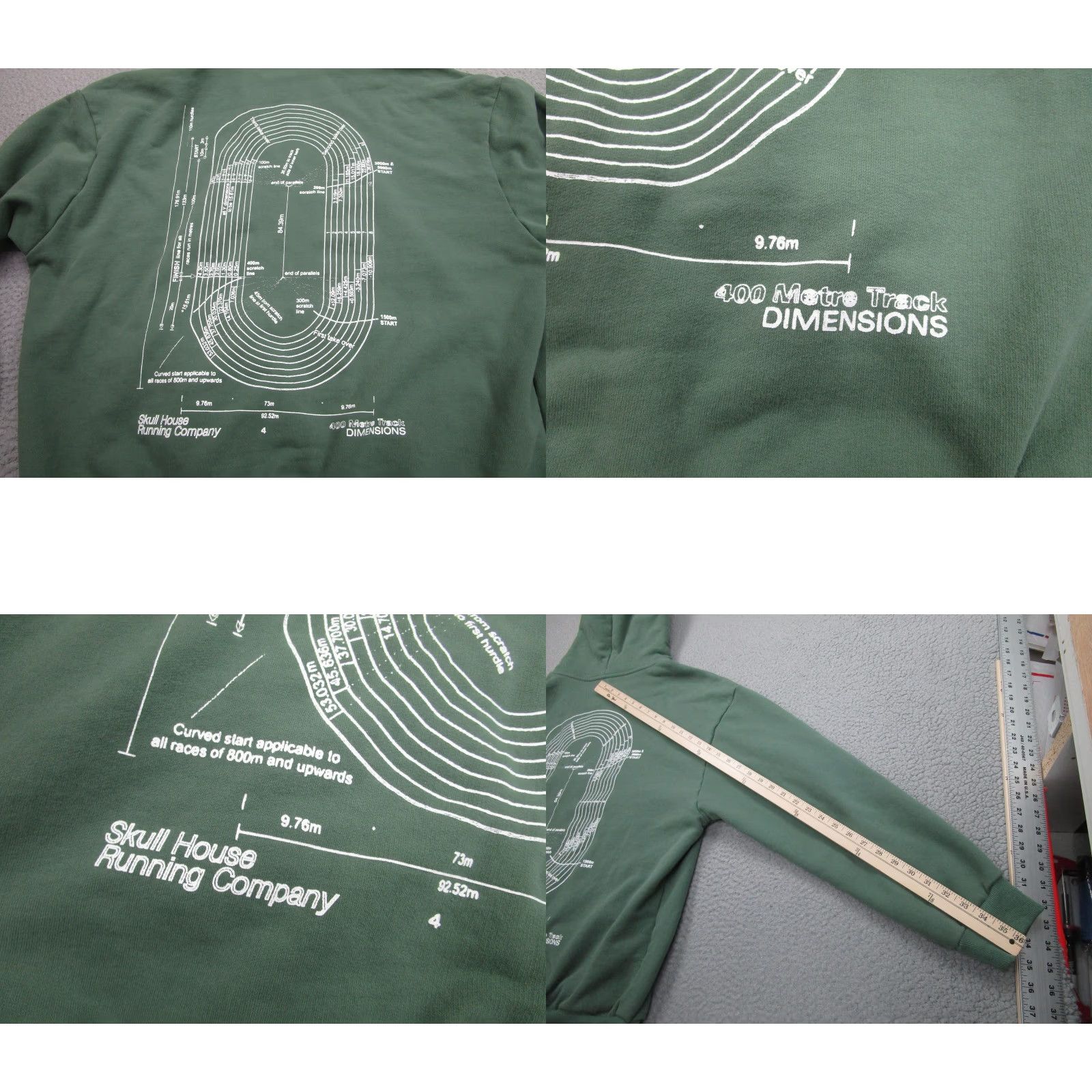 Vintage Skull House Running Company Hoodie Mens XL Green Track Graphic Pullover Fleece Size US XL / EU 56 / 4 - 9 Thumbnail