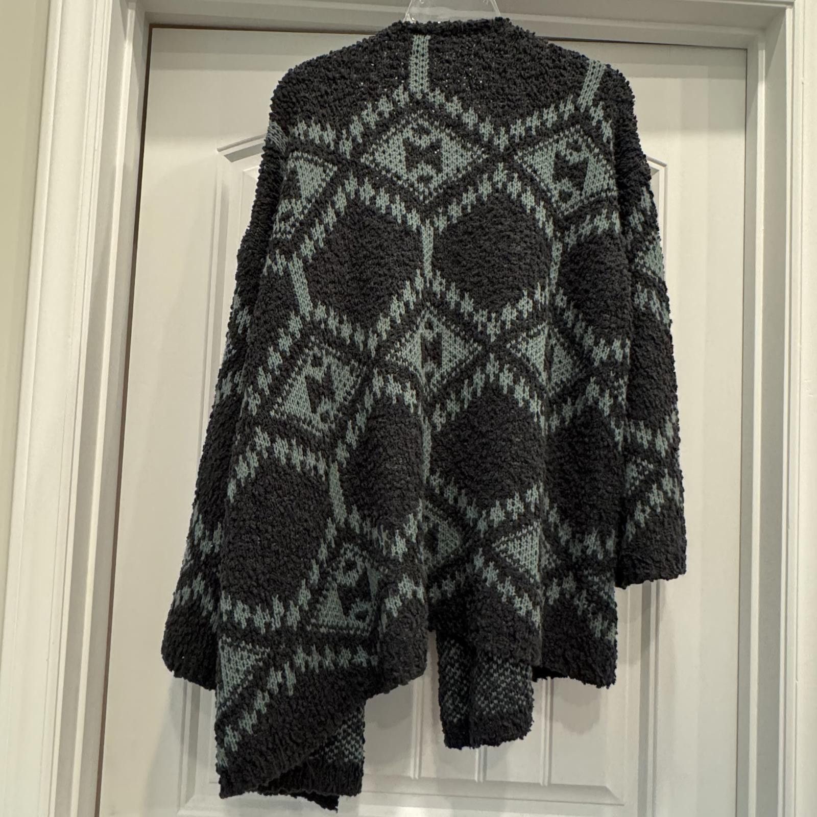Polo Ralph Lauren POL Medium Black and Gray Patterned Open Front Sweater Cardy Size M / US 6-8 / IT 42-44 - 2 Thumbnail