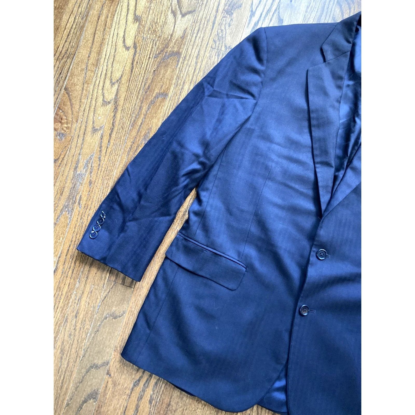 Brooks Brothers Brooks Brothers Blazer Mens 43R Saxxon 1818 Madison Midnight Blue 100% Wool Sport Coat Jacket Single-Breasted Two-Button Notch Lapel Vintage No Size 46R - 2 Thumbnail