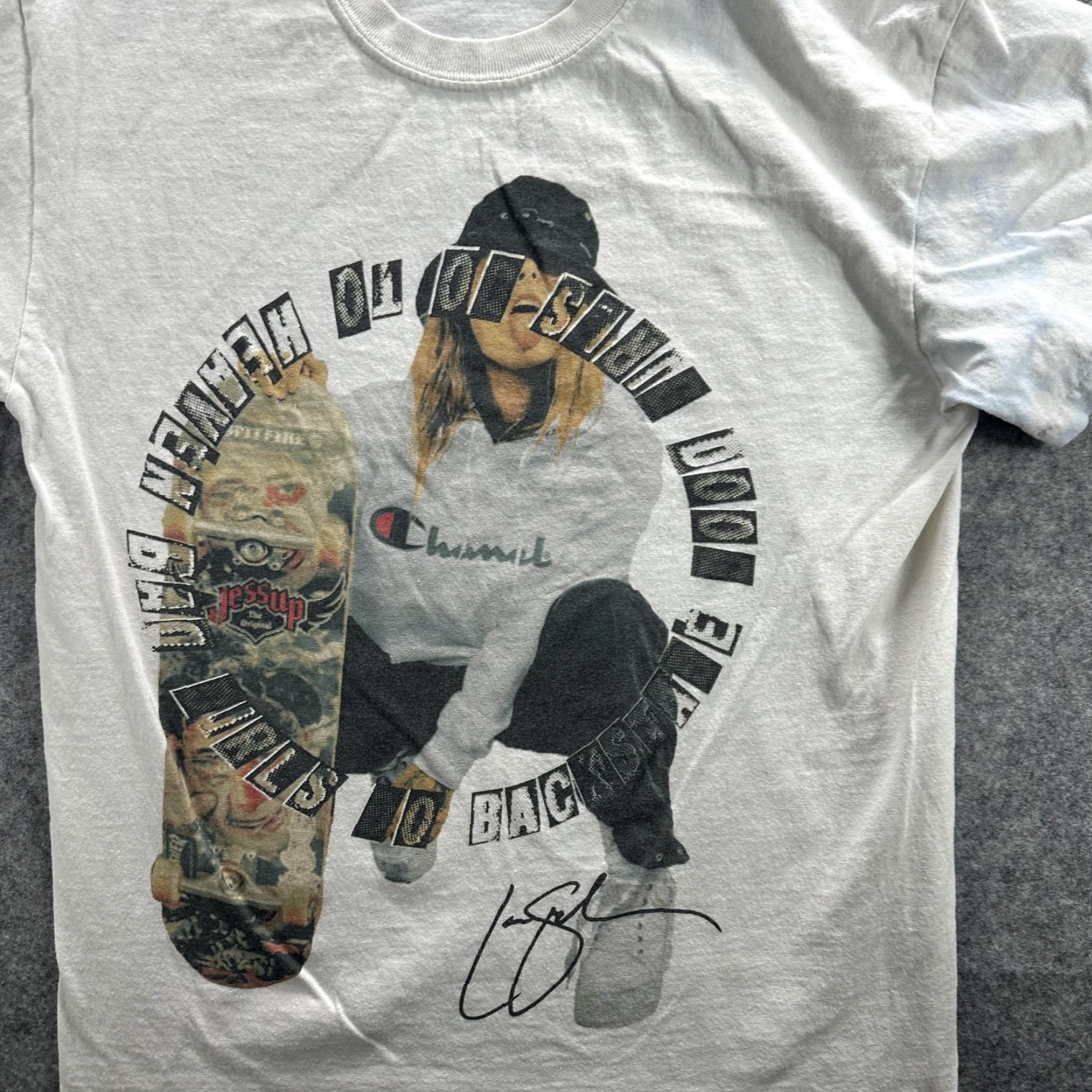 Champion Champion Skateboard Shirt Mens Large White Graphic Skater Streetwear Tee Size US L / EU 52-54 / 3 - 3 Thumbnail