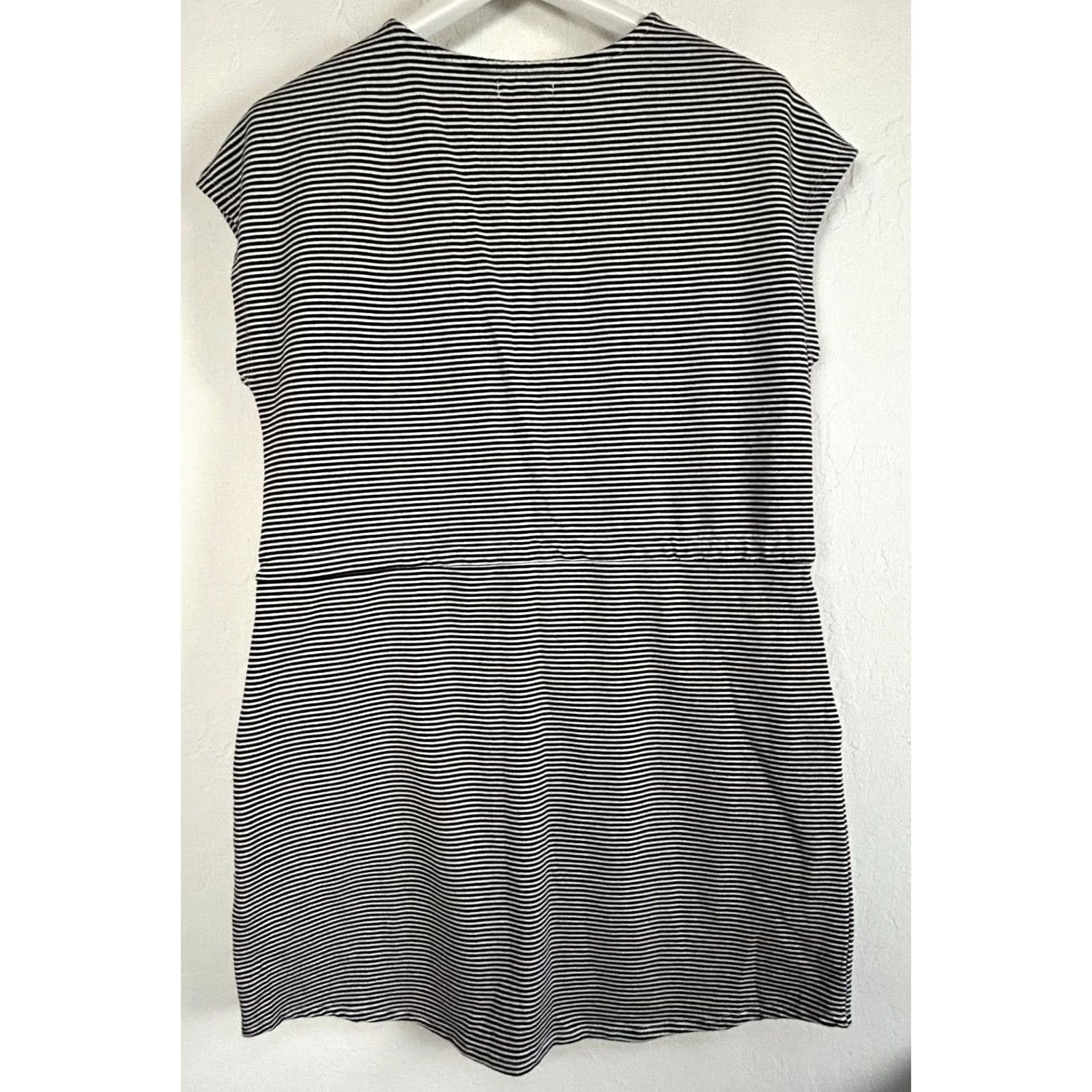 Vintage Maurices Women's Shift Mini Dress Drawstring Waist Striped Black Size Large Size L / US 10 / IT 46 - 2 Thumbnail