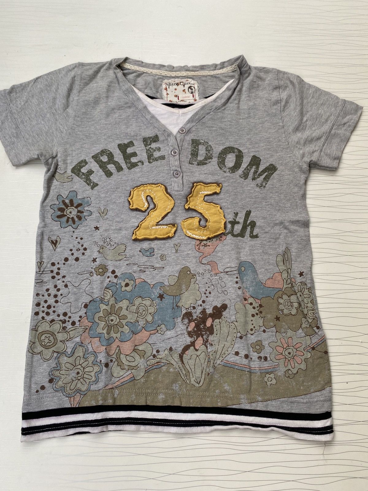 Japanese Brand Japanese Double Layer Freedom POEM Patch Emboireded TEE Size US L / EU 52-54 / 3 - 2 Thumbnail