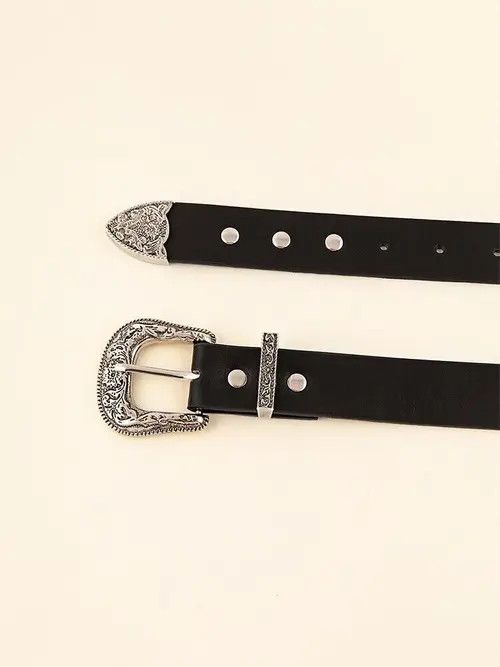 Japanese Brand Y2K Buckle PU Leather Belt Size ONE SIZE - 4 Thumbnail