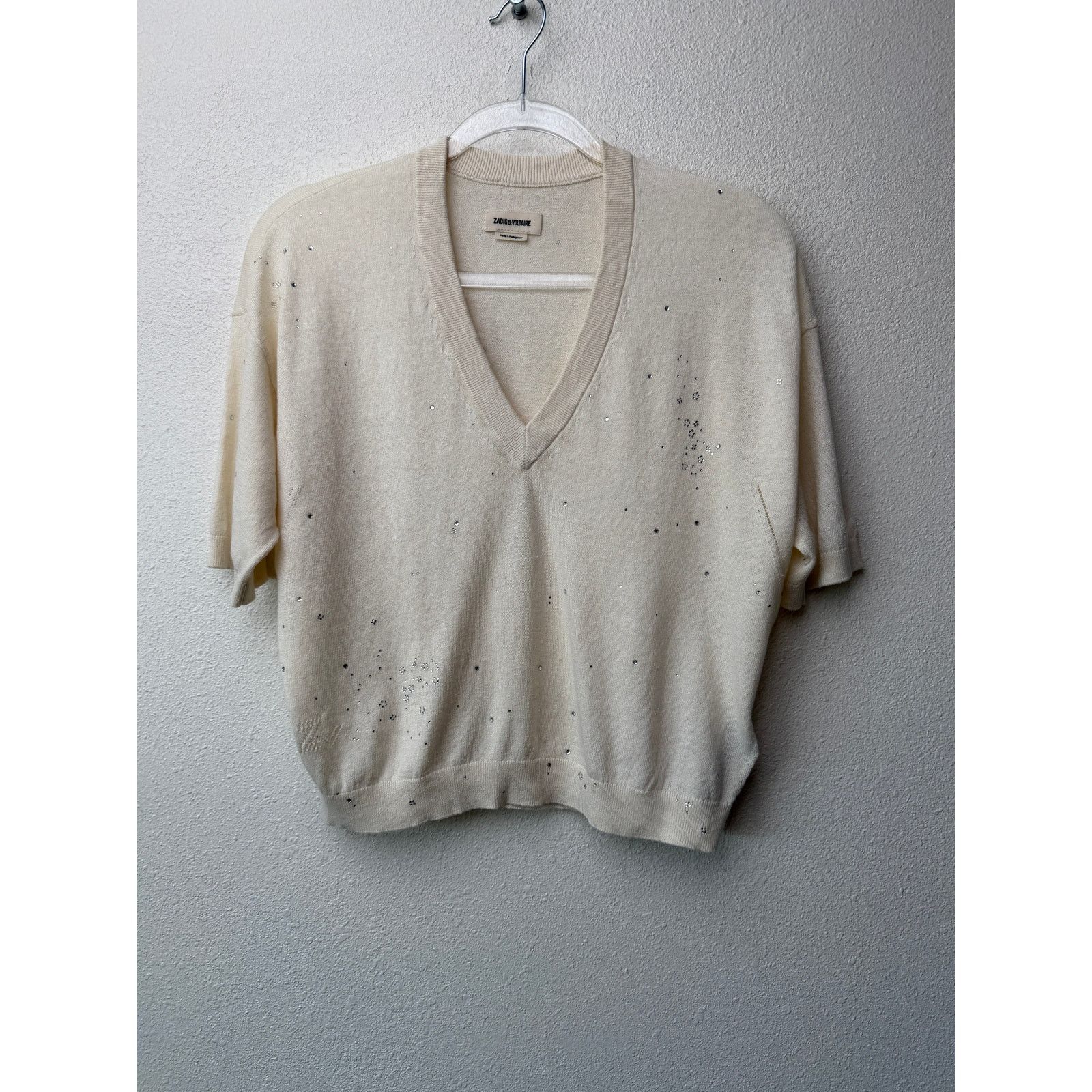 Zadig & Voltaire Zadig & Voltaire Wully Lico Rhinestone Sweater XS Ecru Size XS / US 0-2 / IT 36-38 - 5 Thumbnail