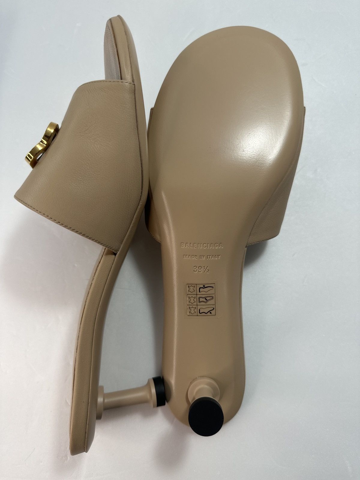 Balenciaga 💯- New Authentic Balenciaga Beige Groupie Leather Heels Size US 9 / IT 39 - 11 Thumbnail
