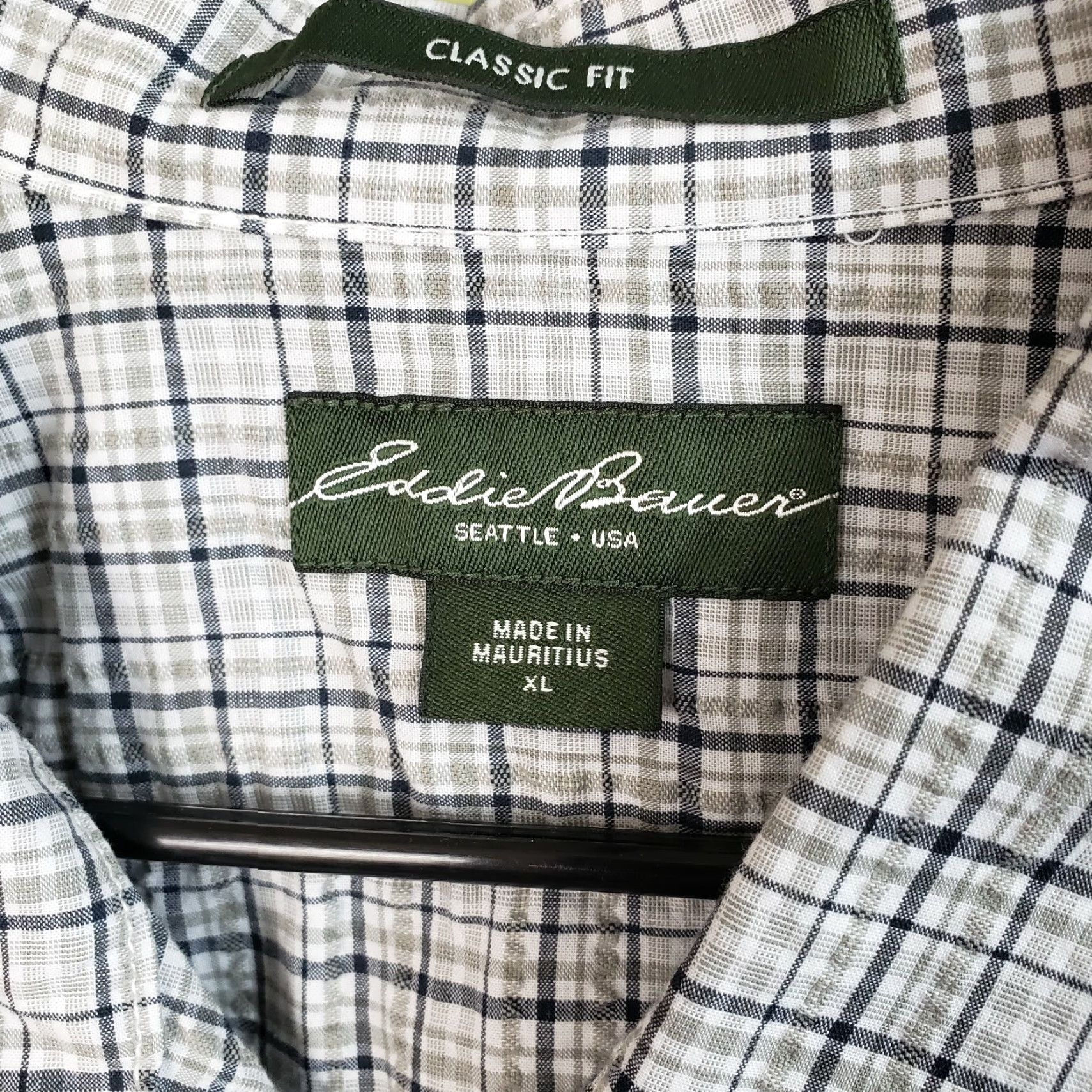 Eddie Bauer Eddie Bauer Mens Button Front Shirt XL Gray Plaid Classic Fit Short Sleeve Size US XL / EU 56 / 4 - 5 Thumbnail