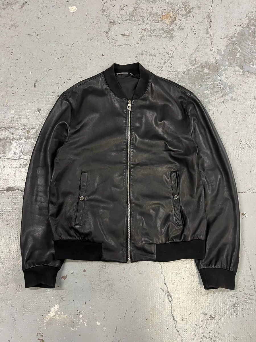 Versace 2000s Versace Black Leather Bomber Jacket Size US M / EU 48-50 / 2 - 1 Thumbnail