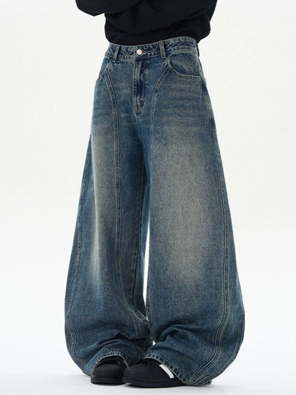 Jean American men's washed wide-leg distressed scimitar jeans Size US 32 / EU 48 - 3 Thumbnail