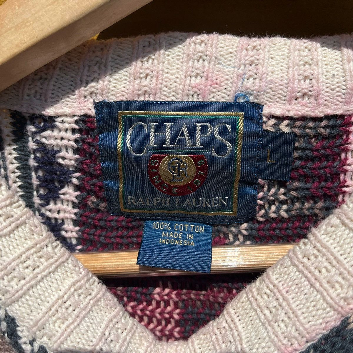 Chaps Ralph Lauren Vintage 90s Ralph Lauren geometry knit Size US L / EU 52-54 / 3 - 3 Thumbnail