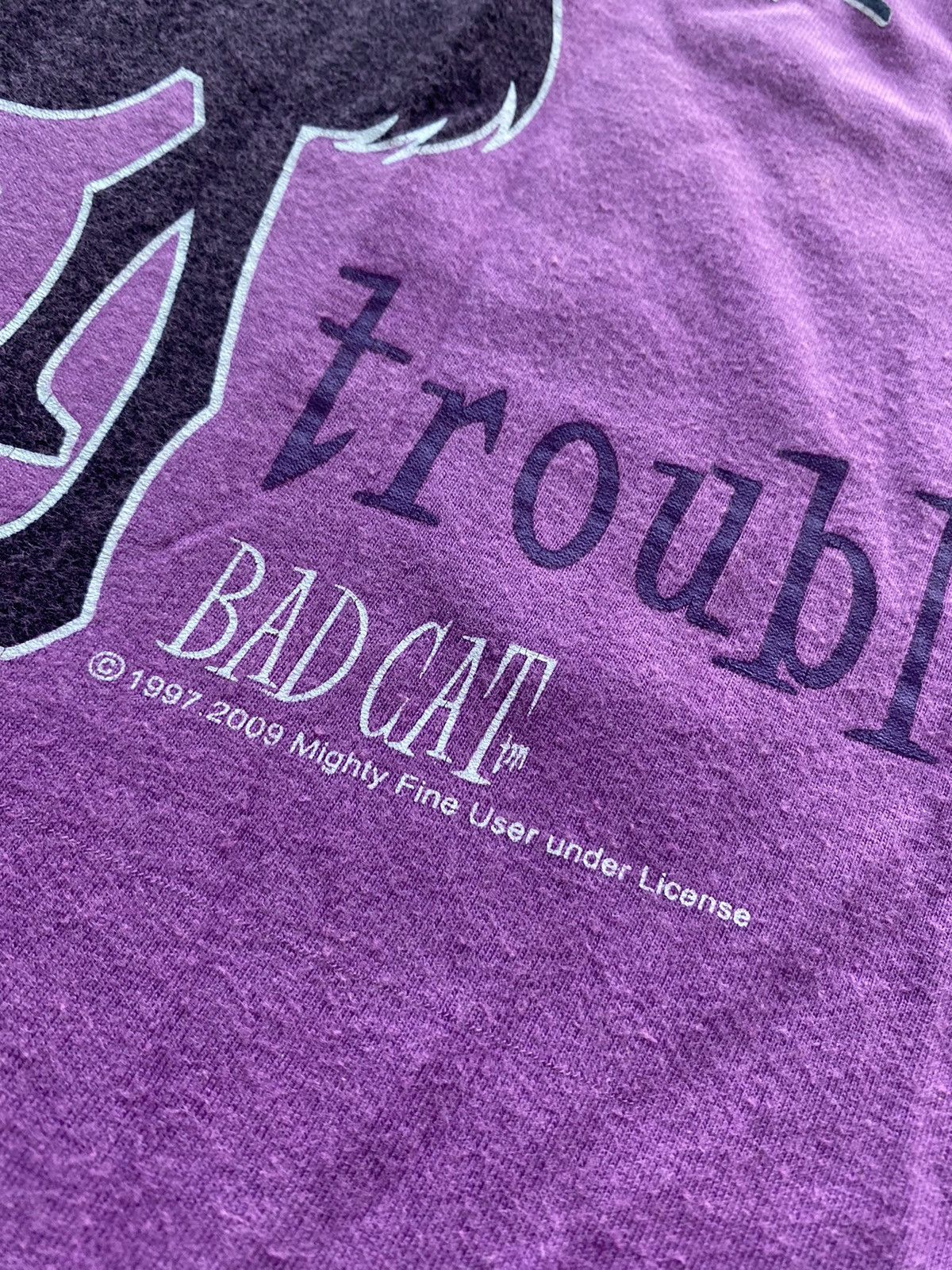 Cartoon Network 🔥2009 Bad Cat Cartoon “Trouble?” Pink wom m tee top gothic Size M / US 6-8 / IT 42-44 - 3 Thumbnail