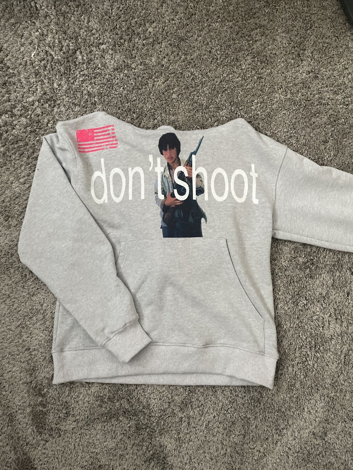 image of Greer Street “Don’T Shoot” Hoodie in Grey, Men's (Size Small)