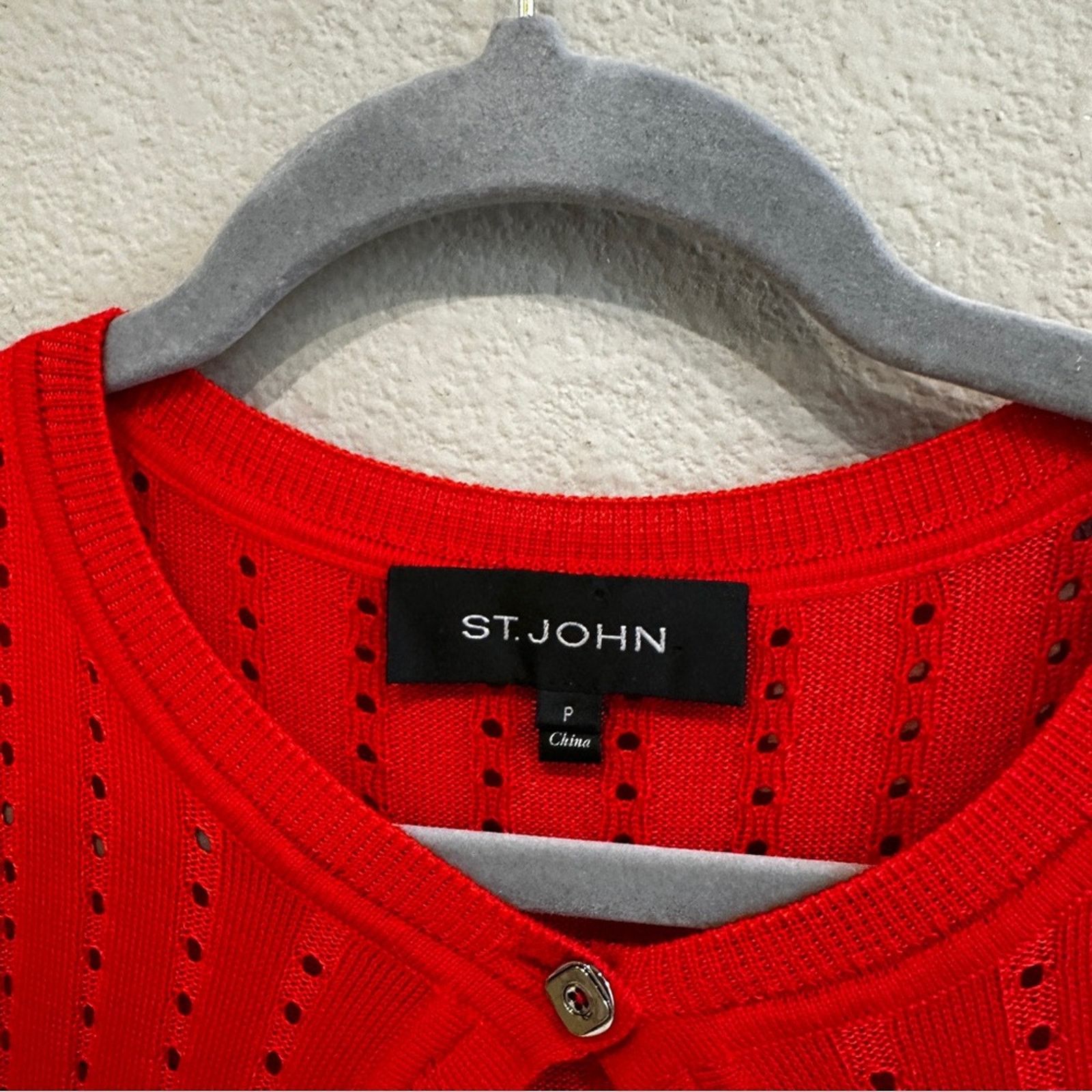 St. John St John XS Santana Knit Red Cardigan Sweater Long Sleeve Size XS / US 0-2 / IT 36-38 - 6 Thumbnail