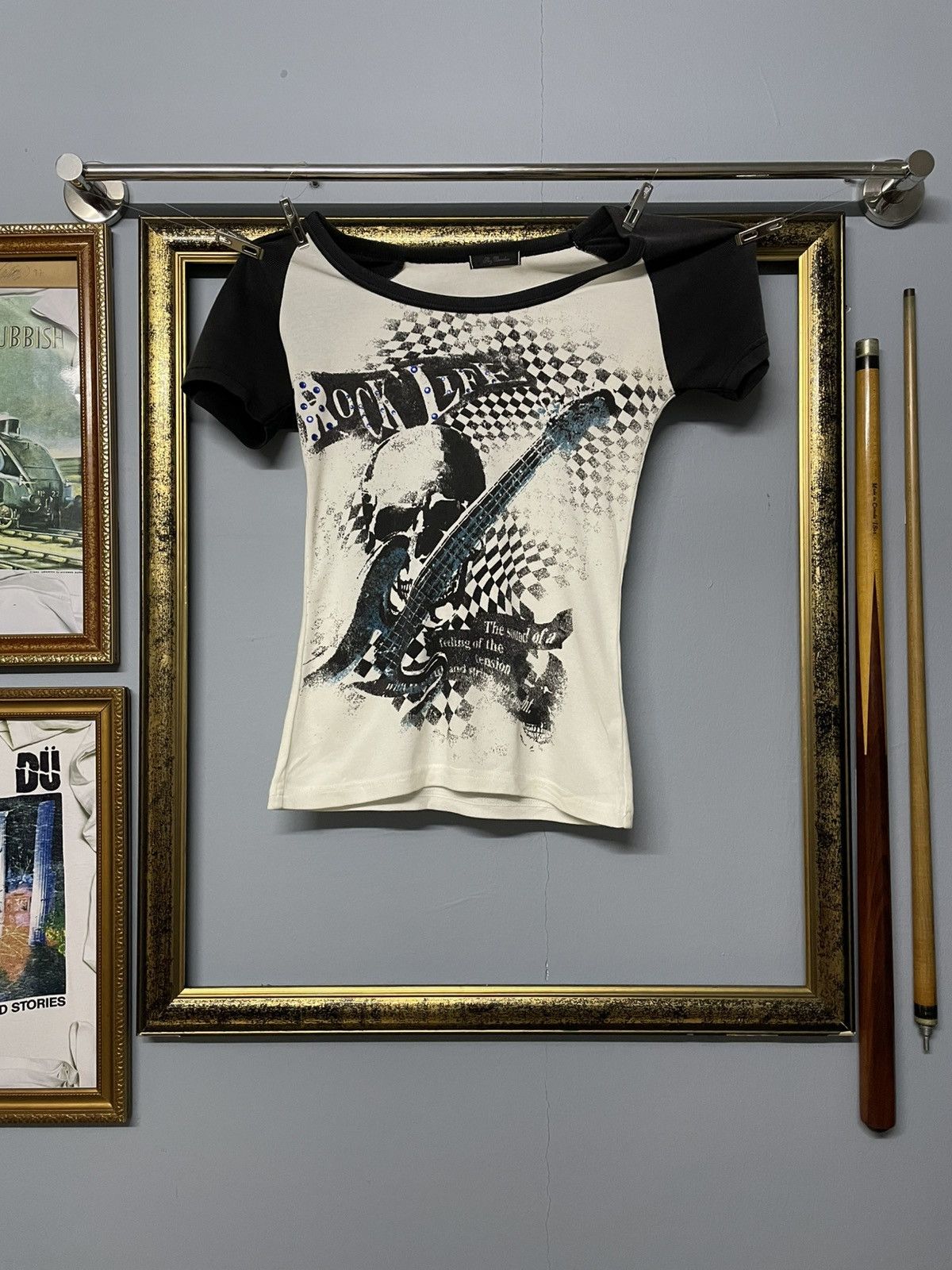Designer × Japanese Brand × Vintage Vintage 1990s Japan Sky Bomber Rock Life Skull Baby Tee Size US XXS / EU 40 - 1 Thumbnail