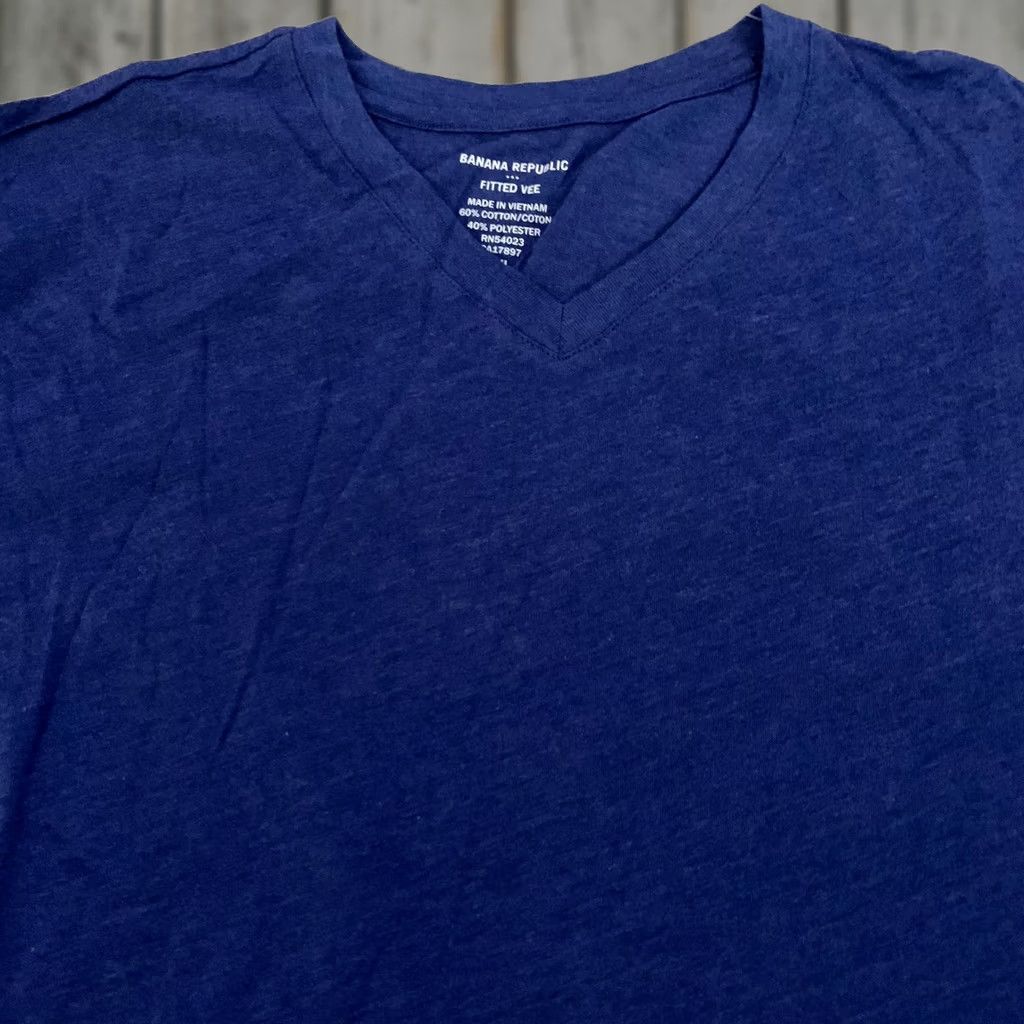 Banana Republic Banana Republic T-Shirt Men XXL Blue V-Neck Short Sleeve Cotton Blend Shirts Regular Fit Crew Neck Size US XXL / EU 58 / 5 - 1 Thumbnail