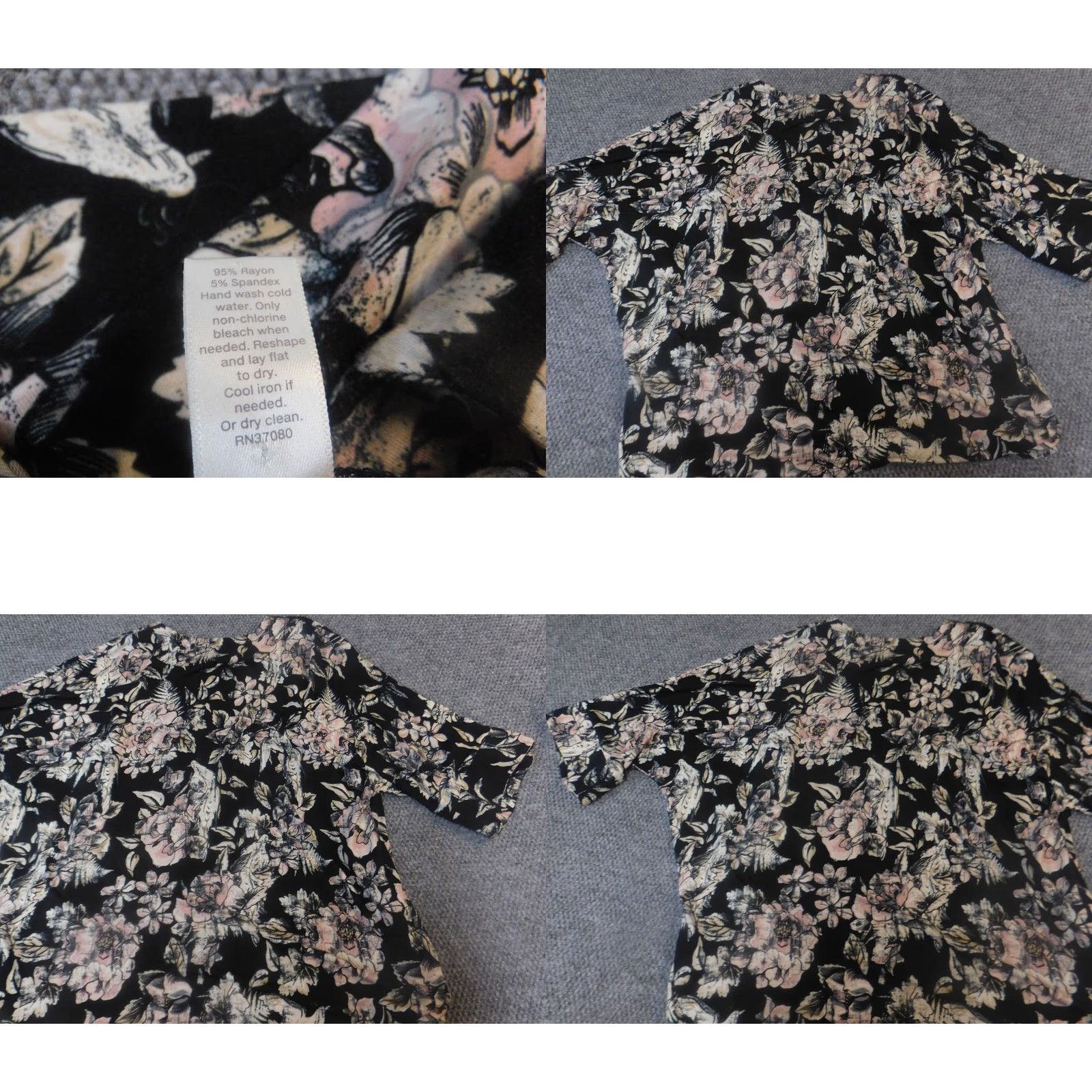 Vintage Cato Sweater Cardigan Womens S Black Floral Short Sleeve Balloon Knit Open Turtleneck Pullover Button Size S / US 4 / IT 40 - 8 Thumbnail