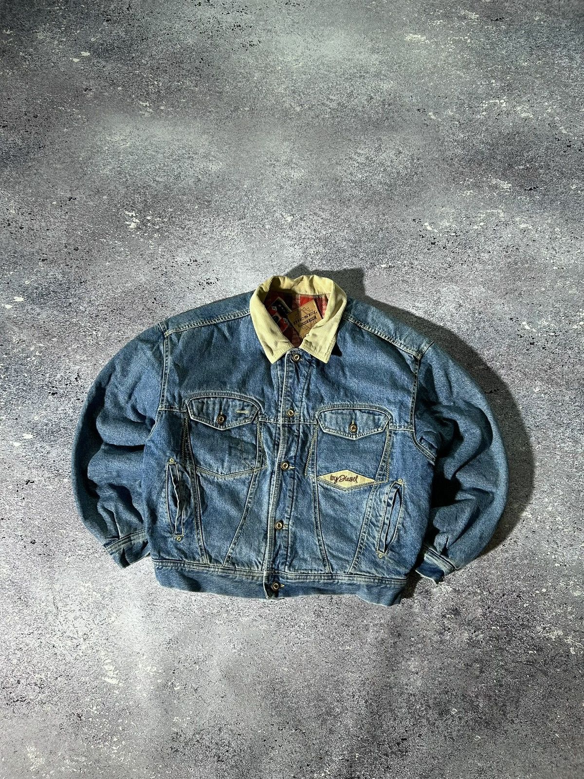 image of Y2K Diesel Denim Jacket Bomber Punk Star Series Rap in Blue, Men's (Size XL)