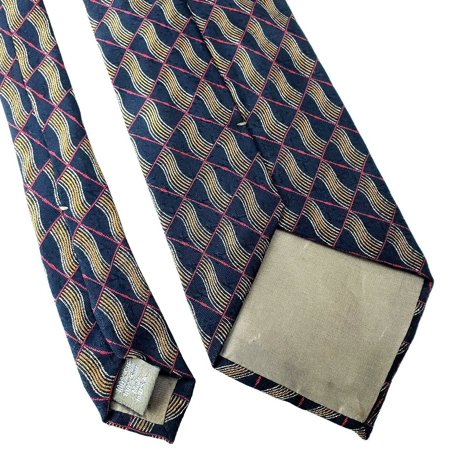 Calvin Klein Calvin Klein Silk Tie Black Geometric Abstract Short Wide Pr Size ONE SIZE - 5 Thumbnail
