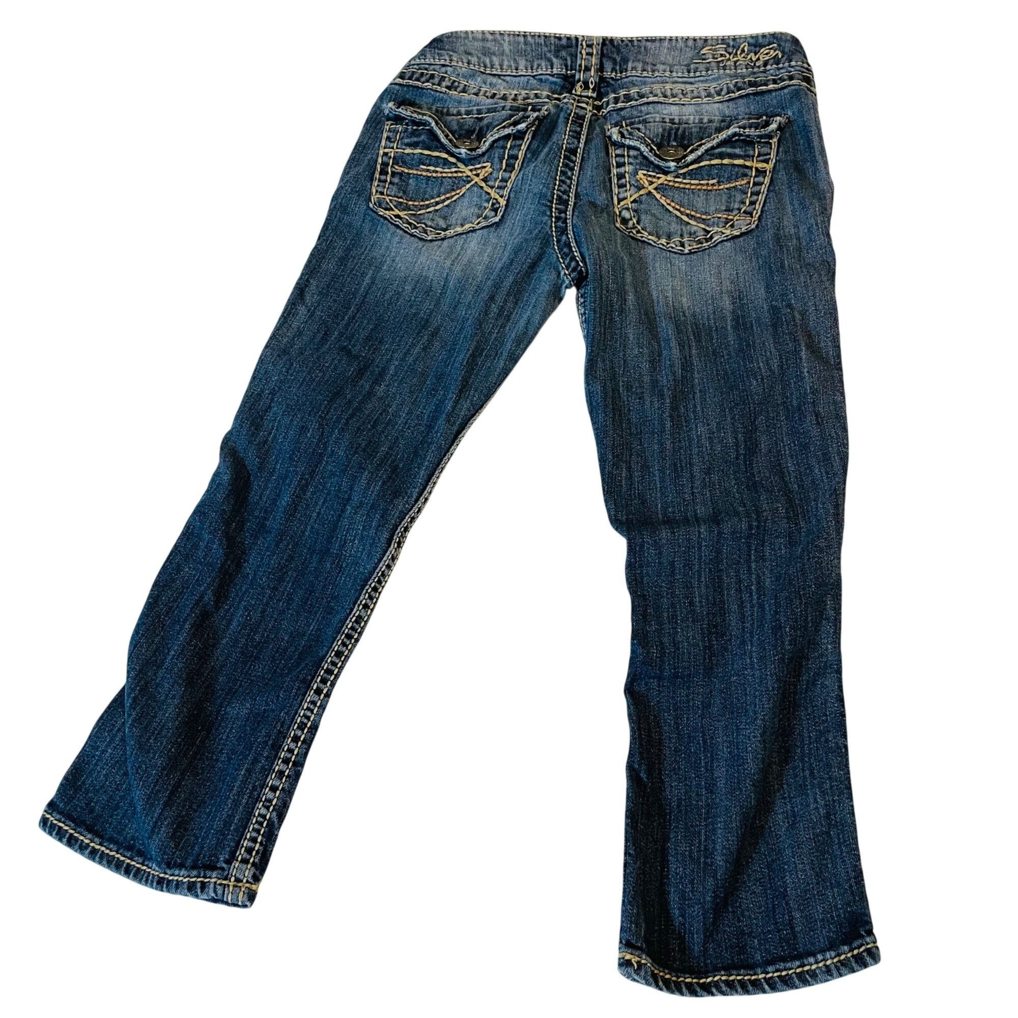 Silver Jeans Co. Womens Silver Capri Jeans Suki Distressed Blue Wash Size 26 Size 26" / US 2 / IT 38 - 2 Thumbnail