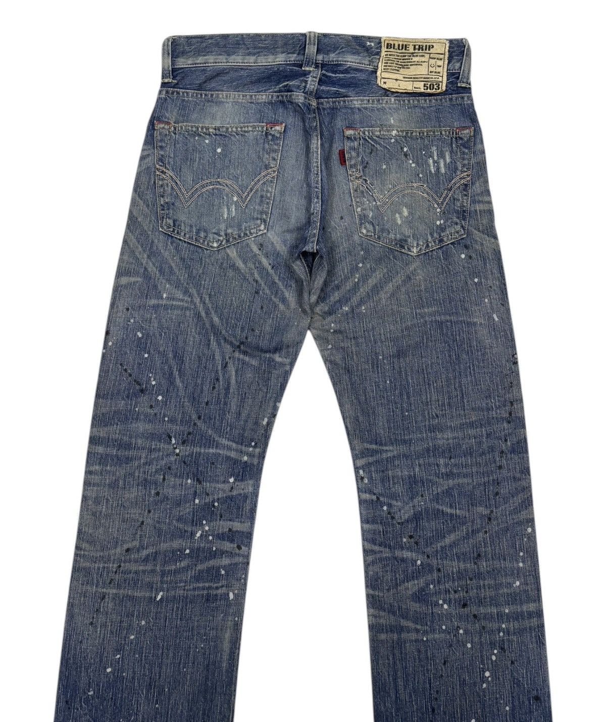 Who Decides War EDWIN 503 BLUE TRIP PAINT SPLATTER DISTRESSED DENIM JEANS Size US 32 / EU 48 - 6 Thumbnail