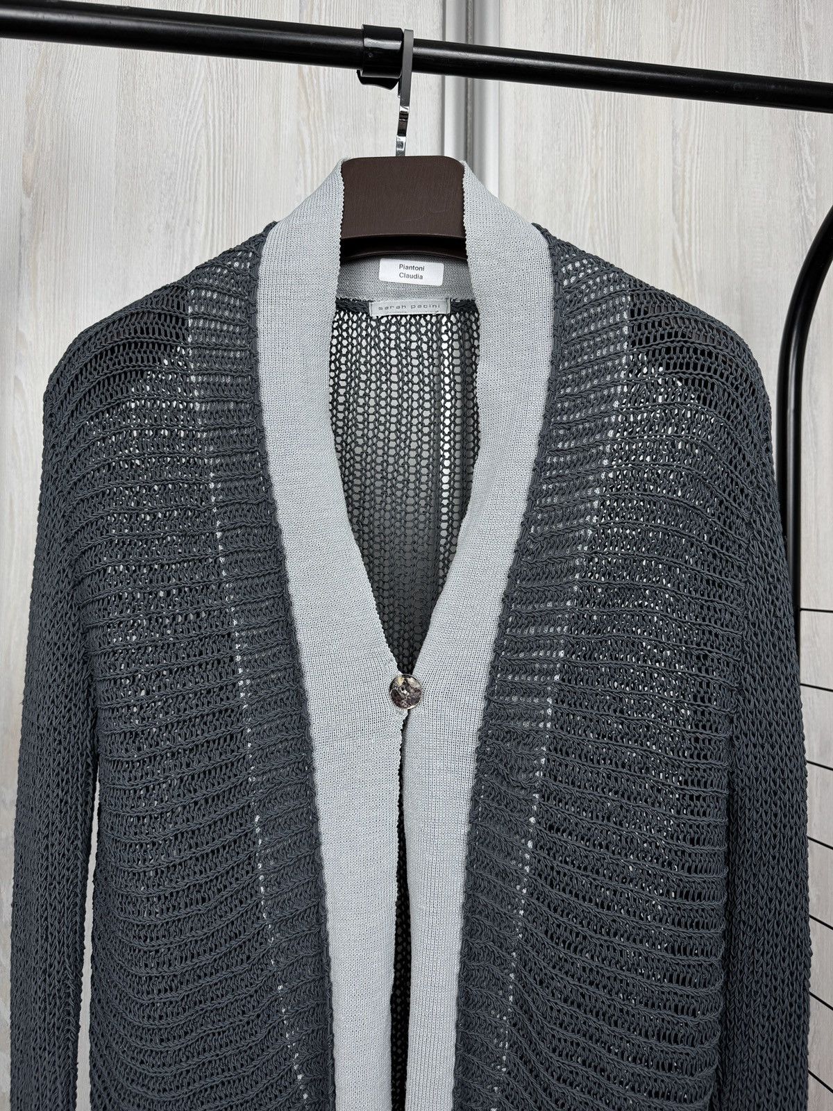 Sarah Pacini Sarah Pacini blue knitted one button cardigan Size M / US 6-8 / IT 42-44 - 3 Thumbnail