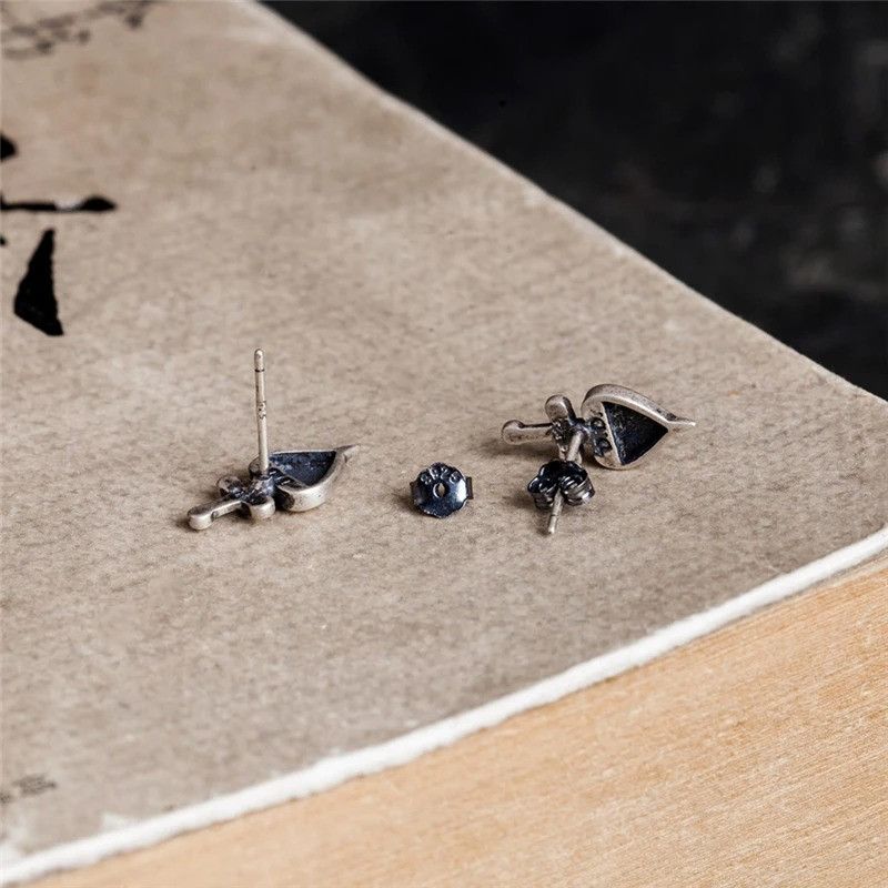 Jewelry Tiny Heart Sword Stud Earrings 925 Sterling Ear Charms Gift Size ONE SIZE - 5 Thumbnail