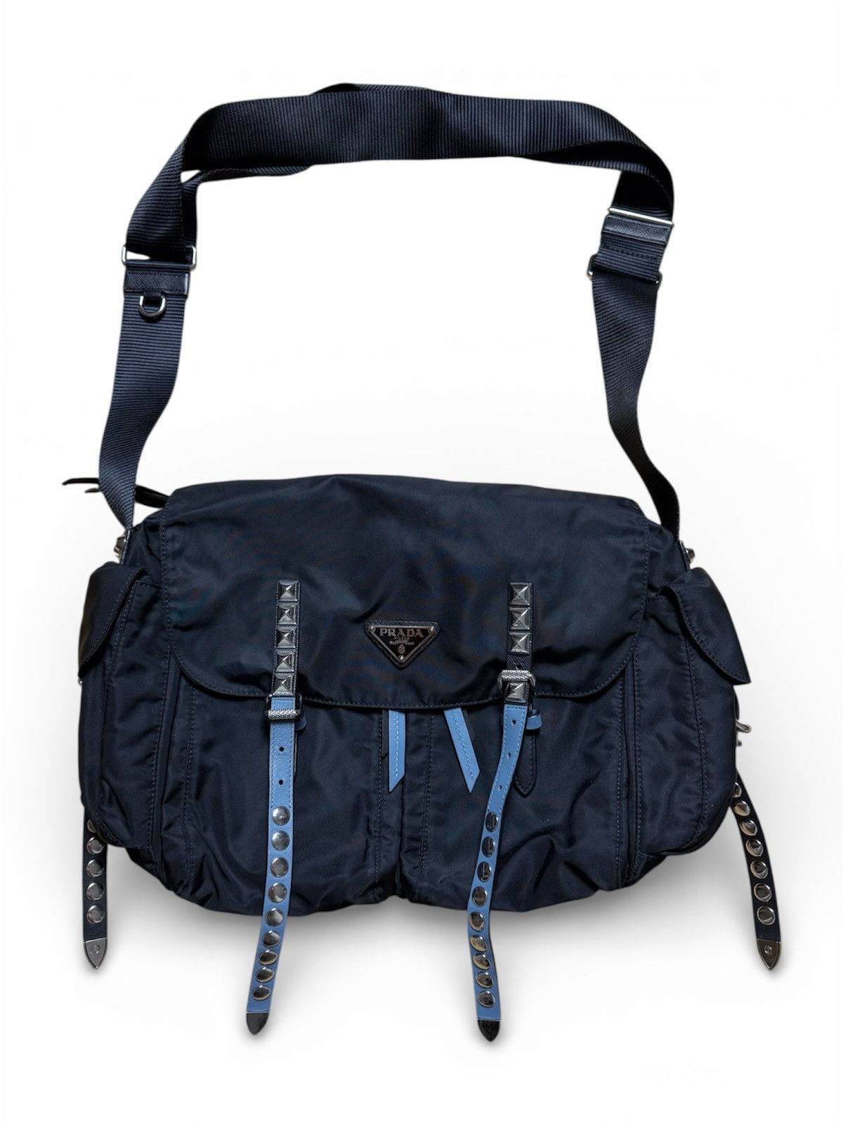Prada Nylon Vela Studded Messenger Bag Size ONE SIZE - 1 Thumbnail