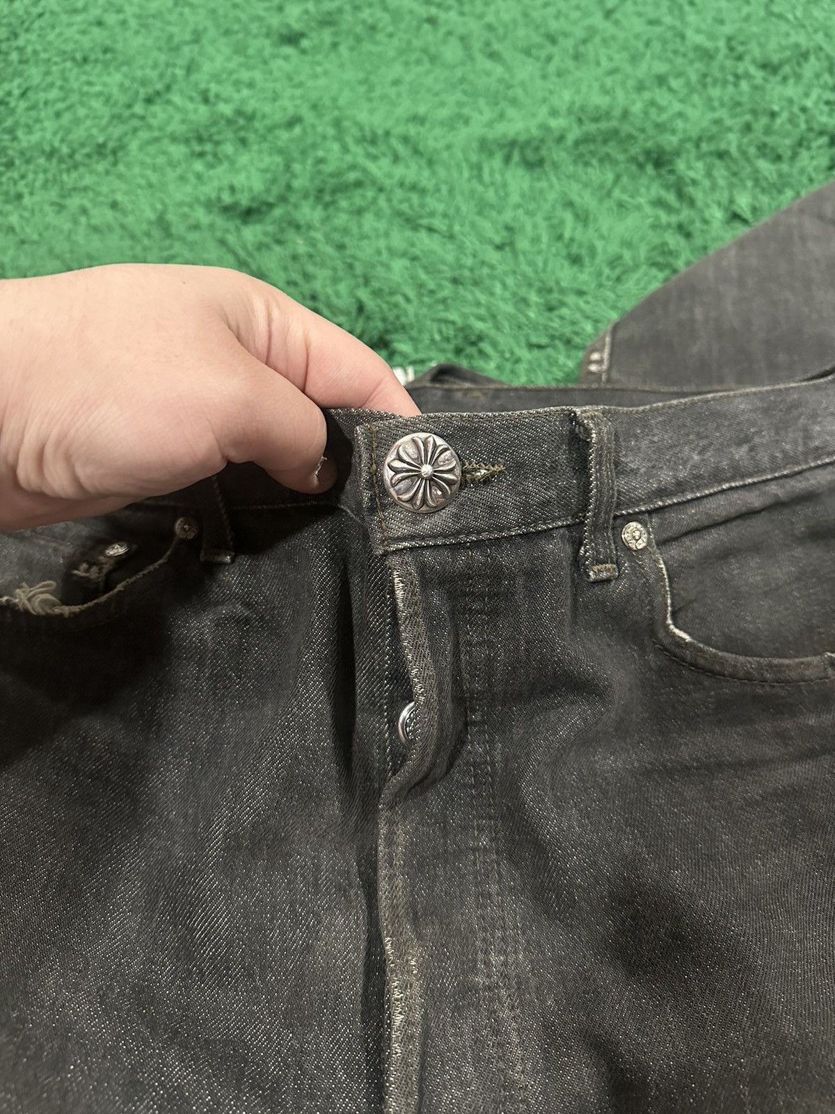 Chrome Hearts Chrome Hearts Levi’s 501 Grey Gold Patch Jeans Size US 33 - 7 Thumbnail