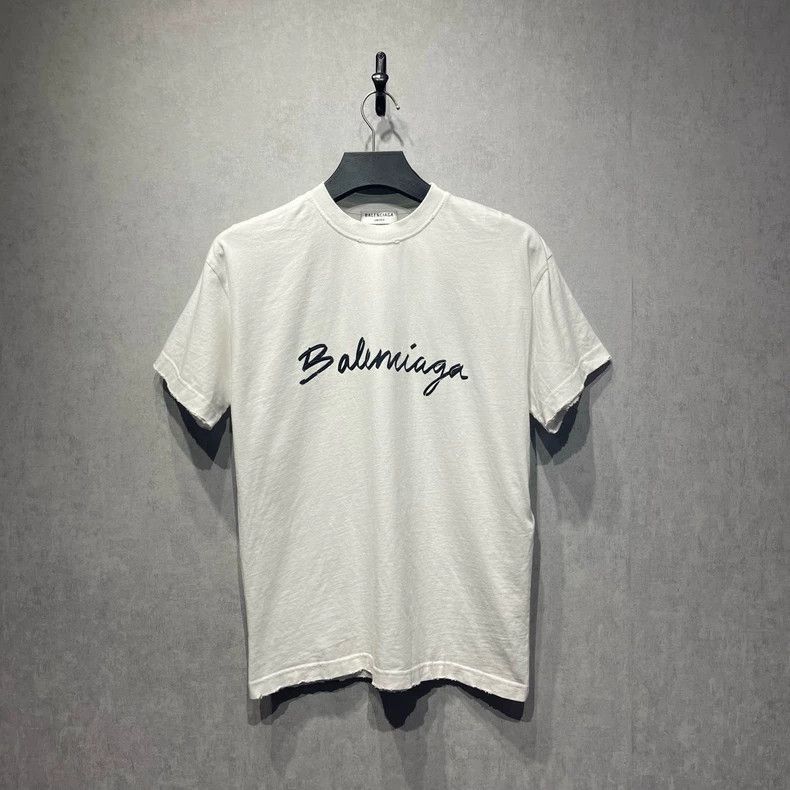 Balenciaga Balenciaga White Script Logo Short Sleeve - dmc Size US XS / EU 42 / 0 - 1 Thumbnail