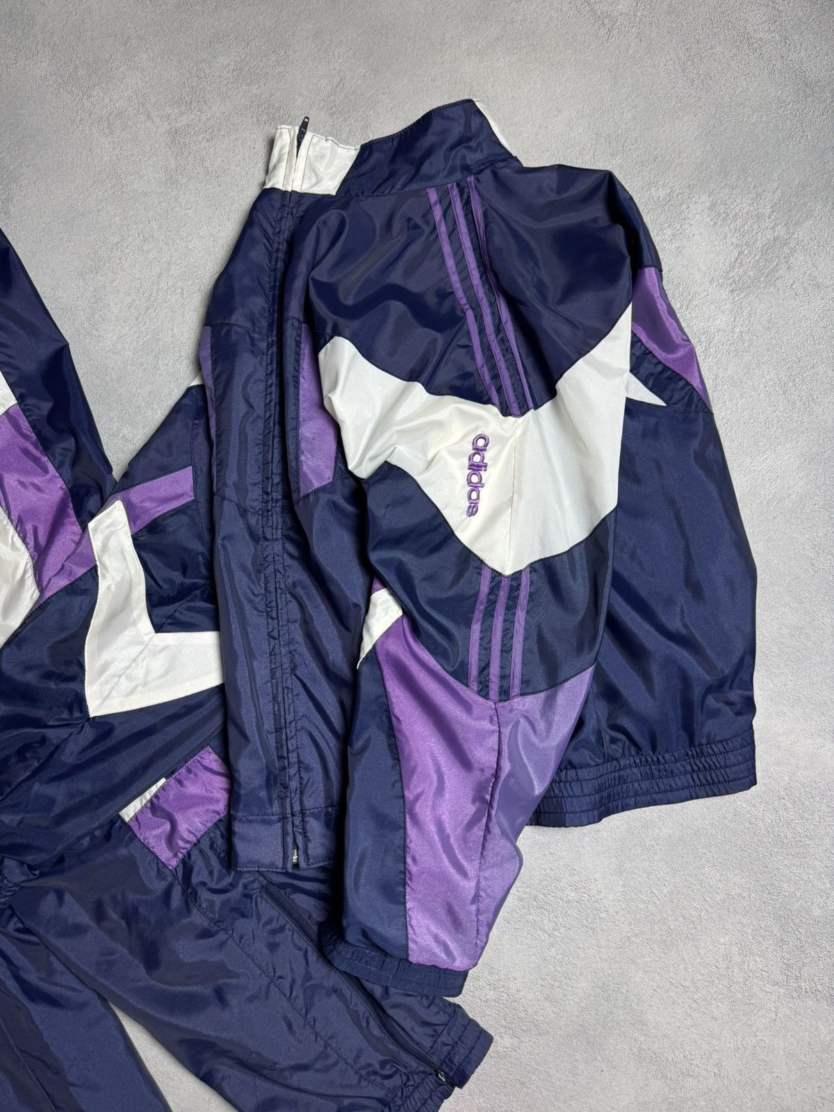 Adidas Adidas Vintage 1990s Drill Nylon Tracksuit Set Size US L / EU 52-54 / 3 - 2 Thumbnail