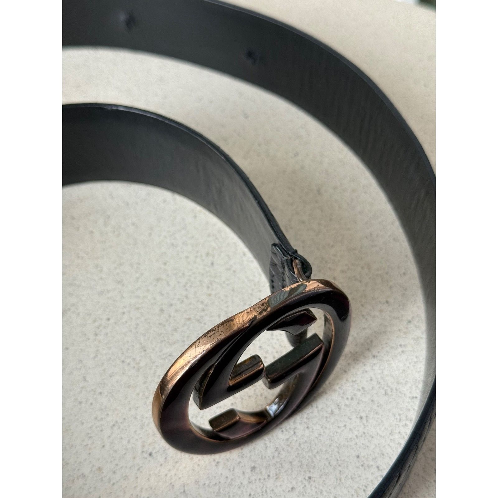 Gucci Gucci Tom Ford Era Python Embossed Black Leather Belt 80/32 Size ONE SIZE - 11 Thumbnail